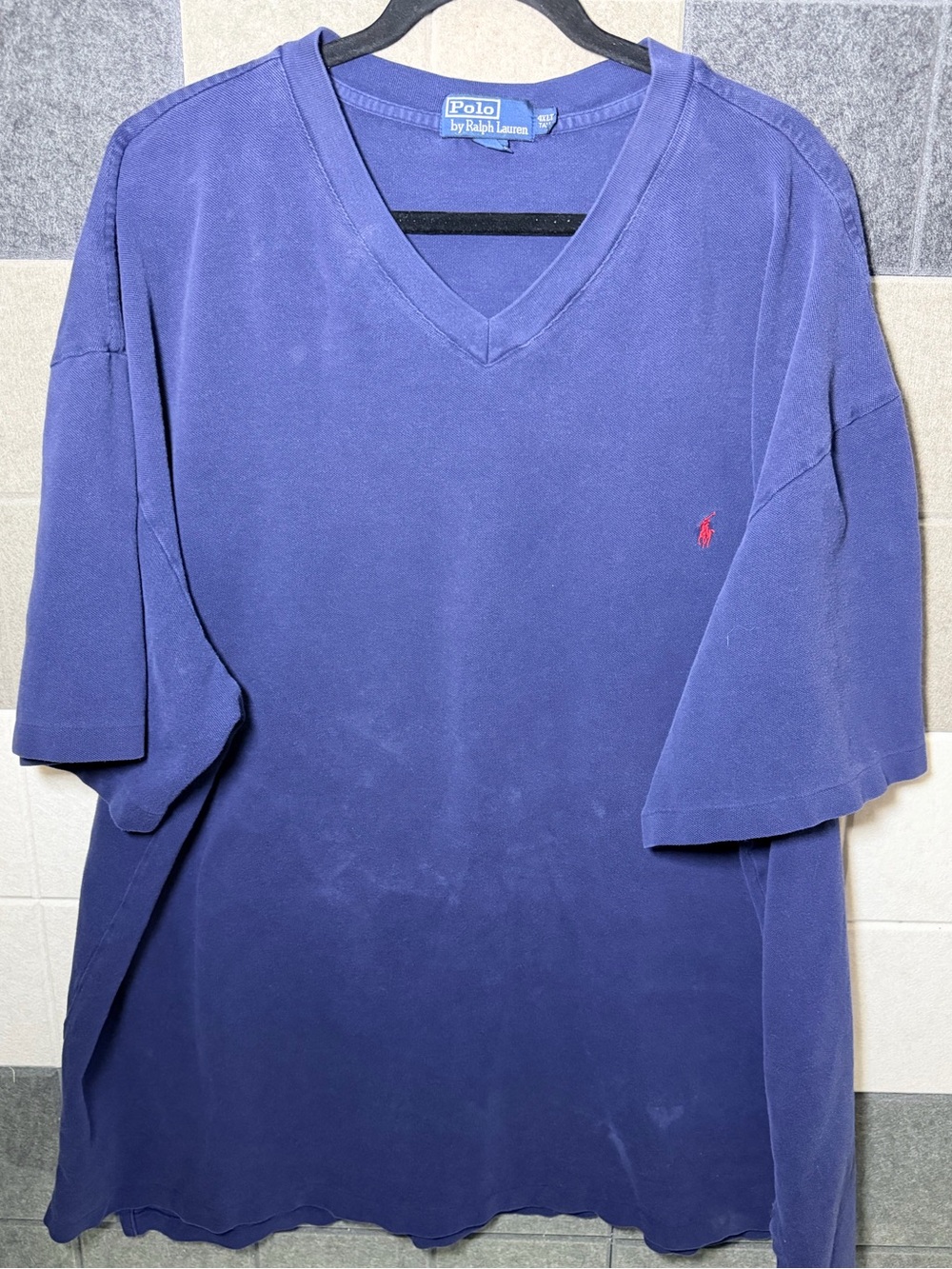 Polo Ralph Lauren 4XLT Tall Purple V-Neck T-Shirt Big & Tall Pony Logo Cotton